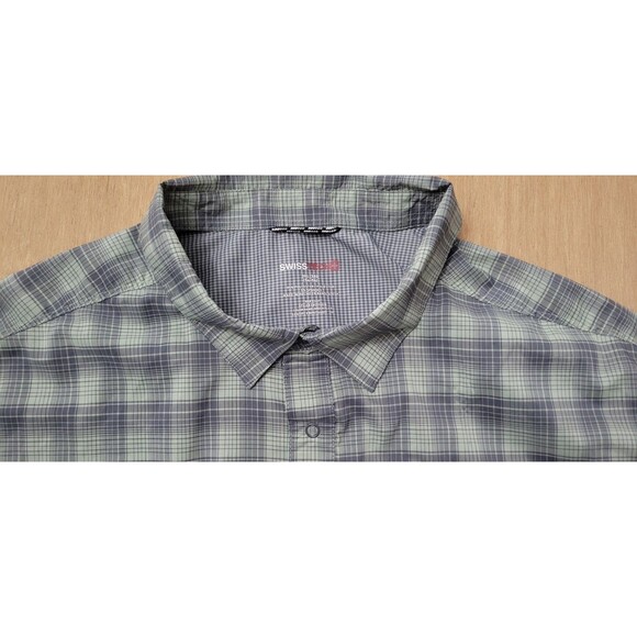 Swiss Tech SM29Y082B Long Sleeve Button Up Men's Size 3XL Green Plaid Shirt - Picture 2 of 11